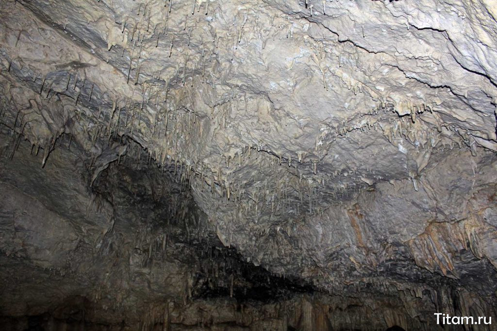 Молодые сталактиты пещеры Нежная