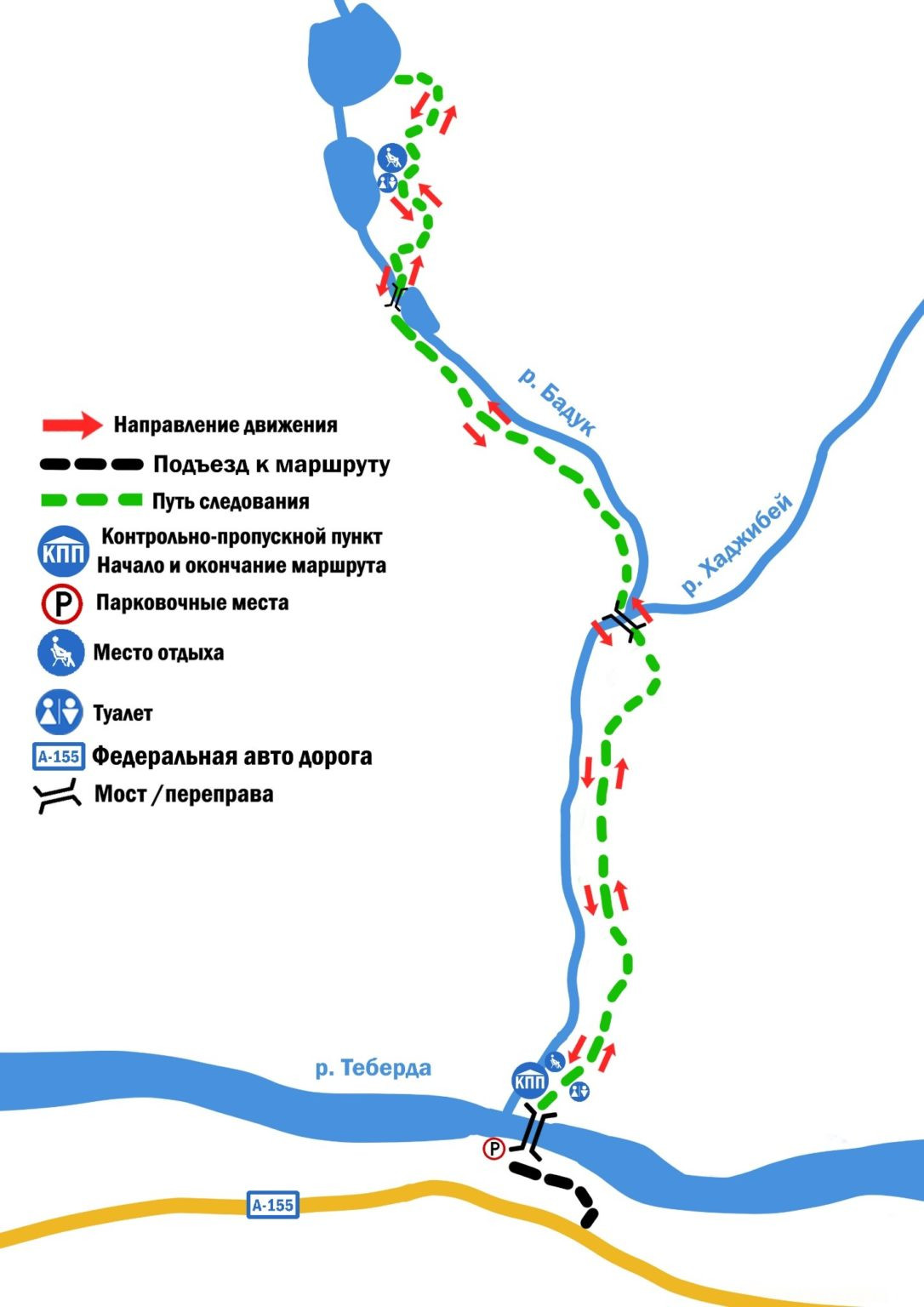 Схема маршрута на Бадукские озёра