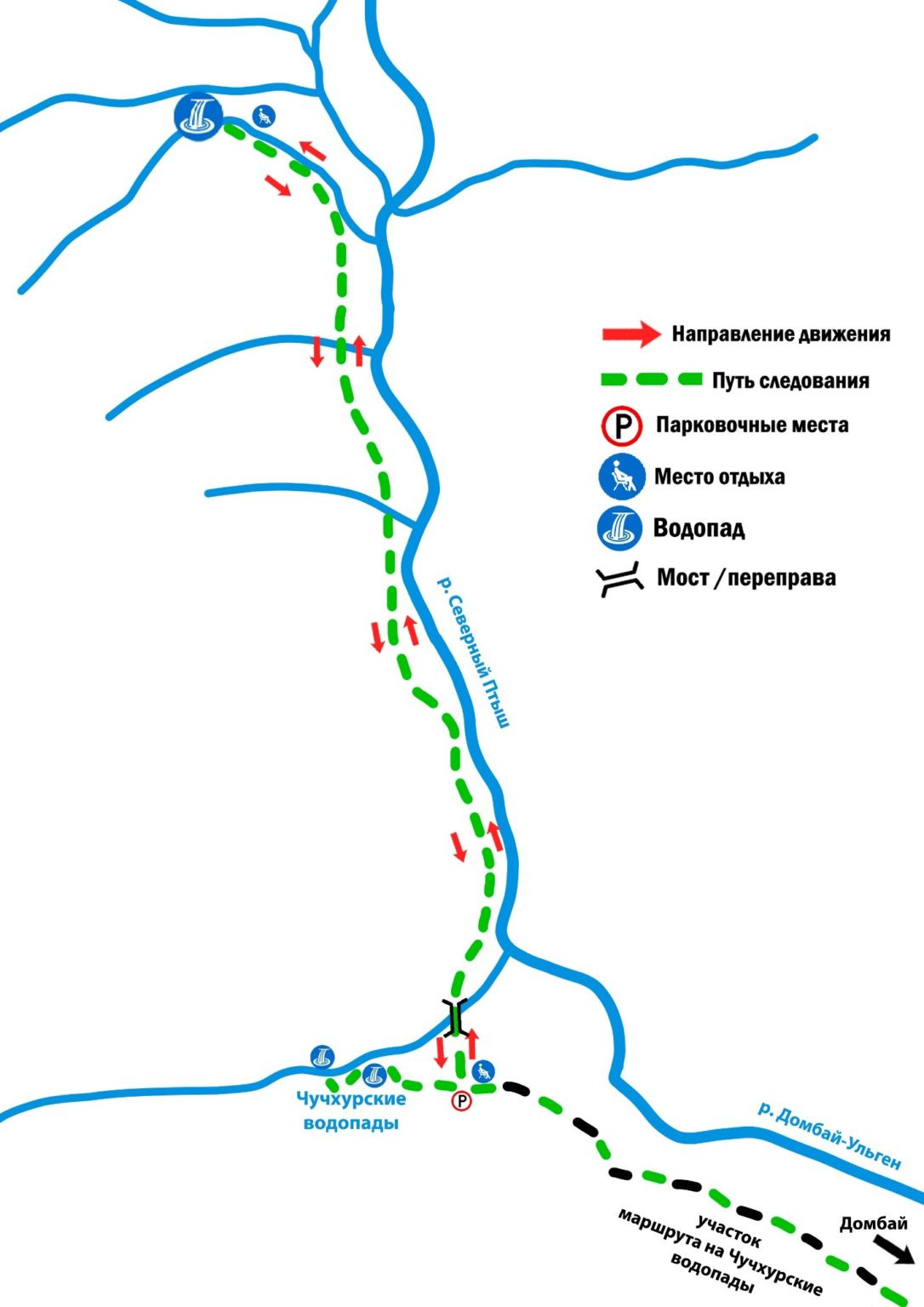 Схема маршрута на Птышский водопад (с сайта https://tgpbz.ru)