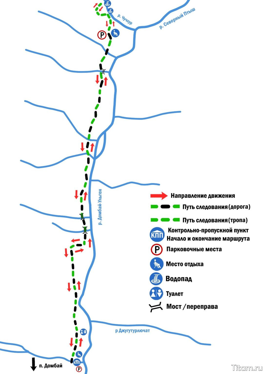 Схема маршрута на Чучхурские водопады (с сайта https://tgpbz.ru)