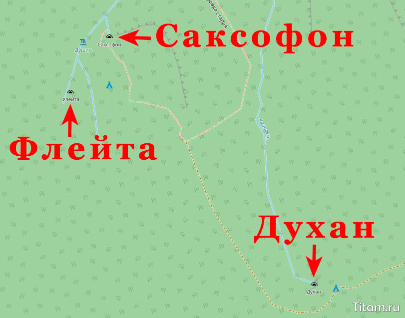 Пещеры Духан, Флейта и Саксофон на карте